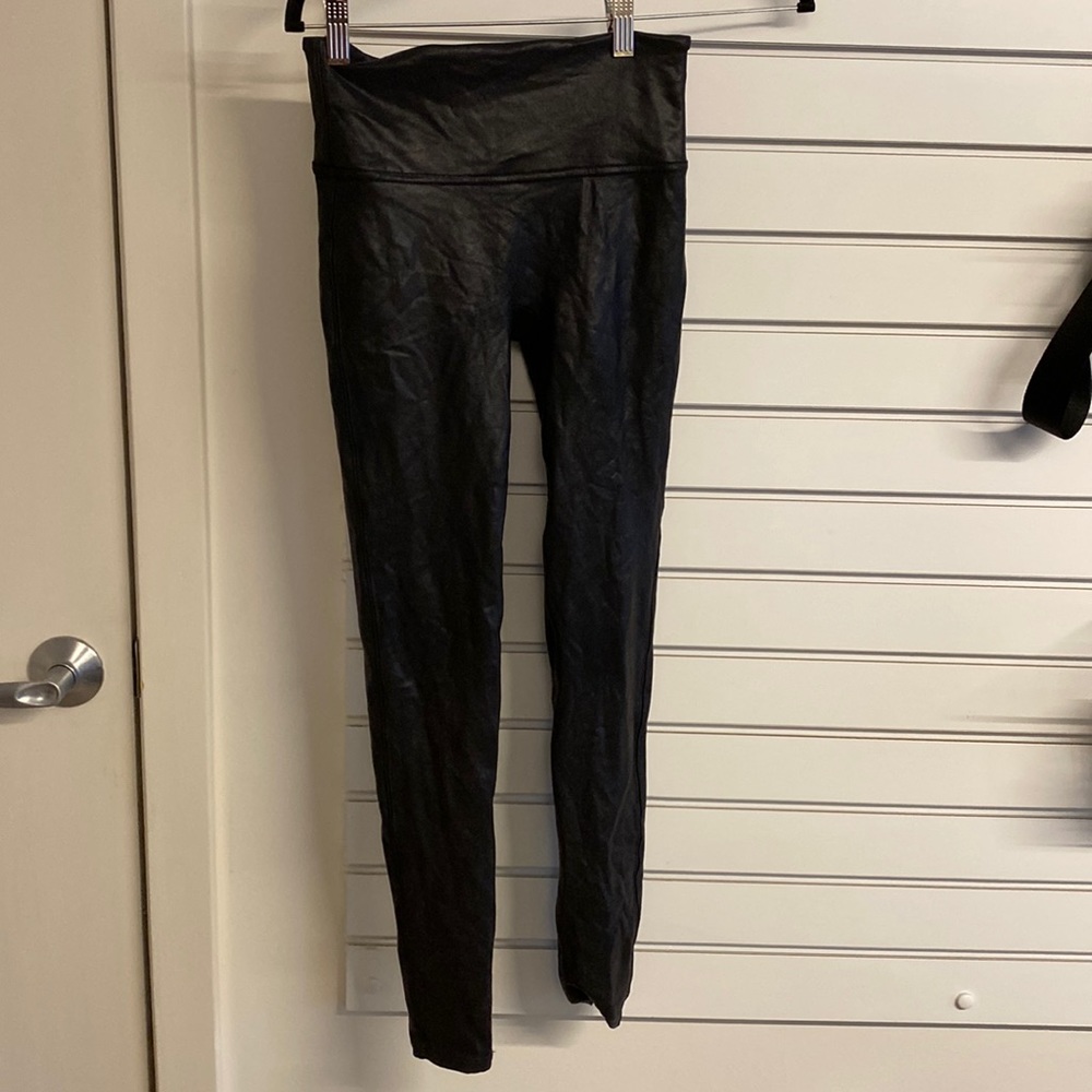 Faux leatherish black spanx leggings